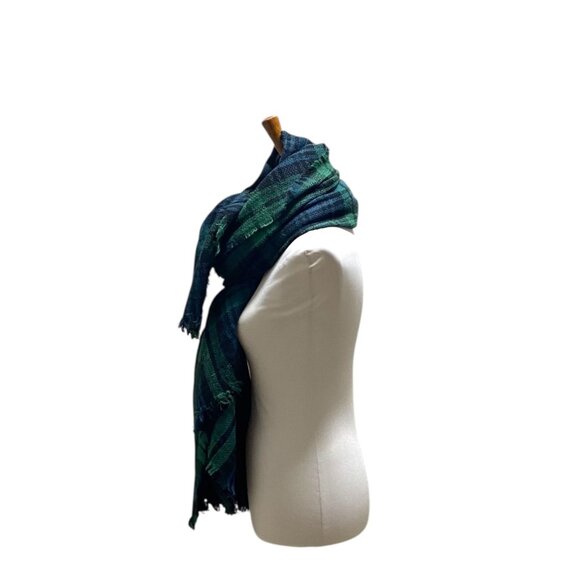 ModCloth Tartan Plaid Fringe Trim Blanket Scarf Green One Size Preppy Academia - Picture 9 of 14